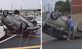 Video lốc xoáy rất nhỏ lật ngược đúng một ô tô ở bãi xe, được xem 1,2 triệu lượt