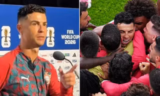 Cristiano Ronaldo trong cuộc phỏng vấn sau trận thắng Uzbekistan
