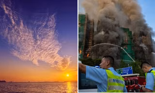 Mây hình phượng hoàng nhìn xuống ở Hong Kong trước hỏa hoạn: Là hiện tượng gì?