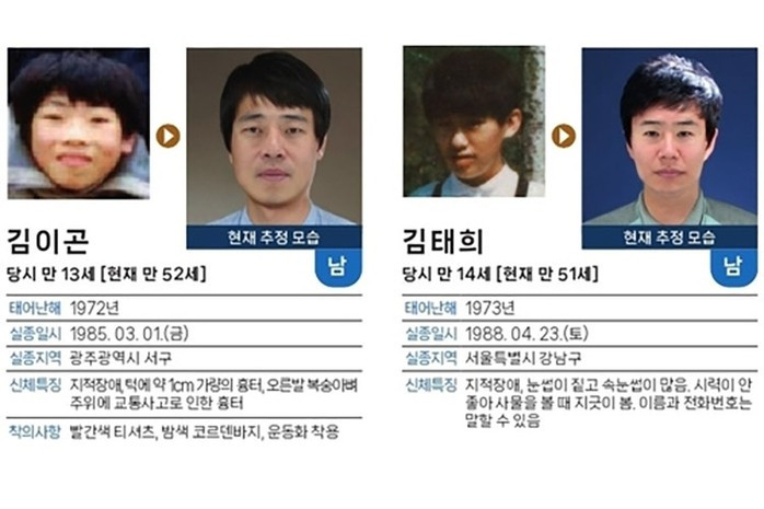 Những “khuôn mặt trưởng thành” của người mất tích do Trung tâm Quốc gia về quyền trẻ em ở Hàn Quốc tạo ra bằng AI Ảnh: YONHAP