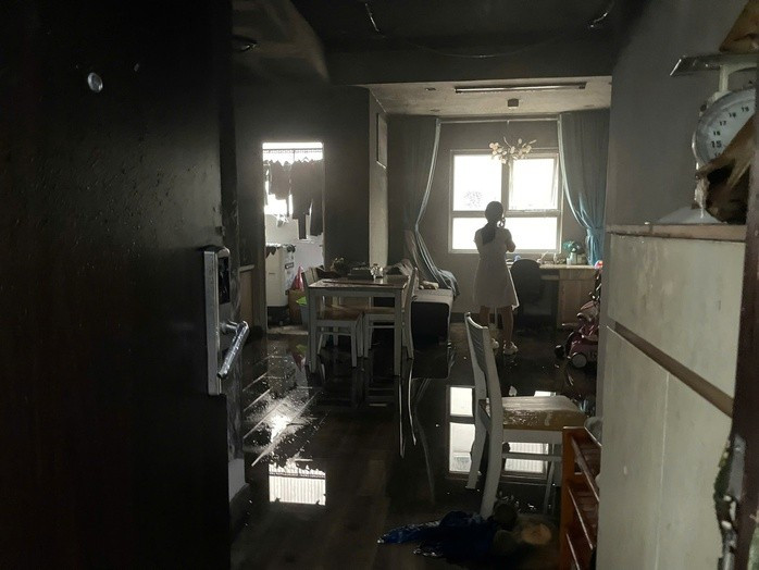 Căn hộ xảy ra cháy.