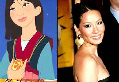 Lưu Ngọc Linh và nàng Hoa Mộc Lan trong phim hoạt hình Walts Disney