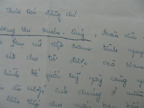 Lá đơn tình nguyện vào miền Nam chiến đấu của nhà báo, nhà văn Dương Thị Xuân Quý