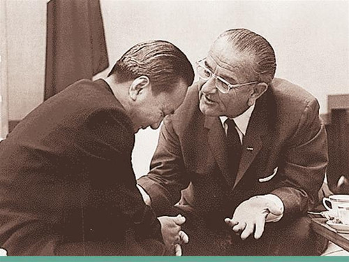 Tổng thống Chính quyền Sài Gòn Nguyễn Văn Thiệu (trái) và Tổng thống Mỹ L.Johnson Tổng thống Chính quyền Sài Gòn Nguyễn Văn Thiệu (trái) và Tổng thống Mỹ L.Johnson