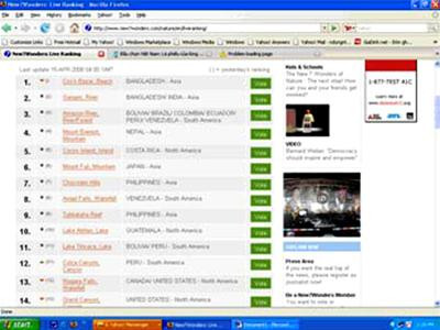 Từ vị trí dẫn đầu cuộc bầu chọn, đến ngày 15/4, trên trang chủ của NOW vịnh Hạ Long biến mất khỏi danh sách... 77 kỳ quan được bầu chọn dẫn đầu Từ vị trí dẫn đầu cuộc bầu chọn, đến ngày 15/4, trên trang chủ của NOW vịnh Hạ Long biến mất khỏi danh sách... 77 kỳ quan được bầu chọn dẫn đầu