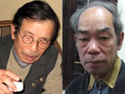 Biên kịch Lê Phương (bên trái) và Ông Nguyễn Thanh (bên phải). Ảnh: Y.N (Thanh Niên)