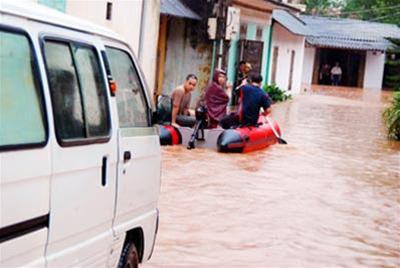 Mưa to gây ngập ở Lạng Sơn - Ảnh: TTXVN