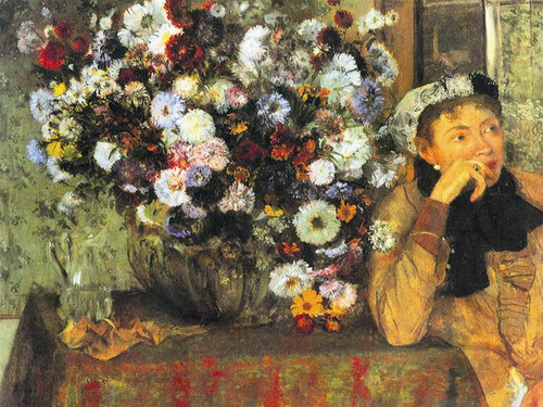 Người đàn bà và bình hoa cúc.Tranh của Degas (Tranh chỉ có tính minh họa) Người đàn bà và bình hoa cúc.Tranh của Degas (Tranh chỉ có tính minh họa)