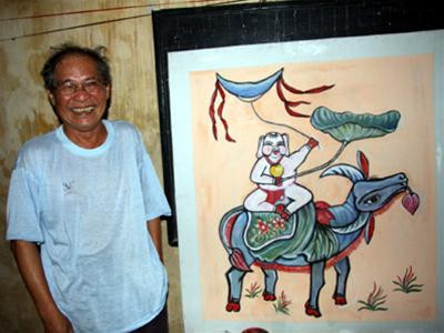 Ông Nguyễn Đình Lương và bức tranh tặng cháu