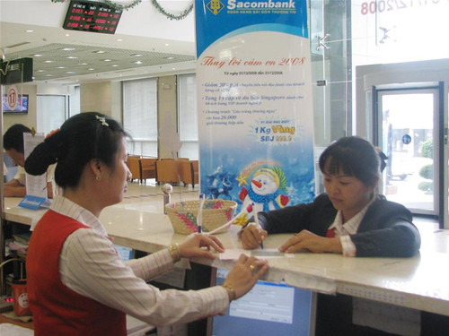 Một quầy giao dịch của Sacombank