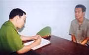 Vũ Ngọc Luyến tại cơ quan Công an.