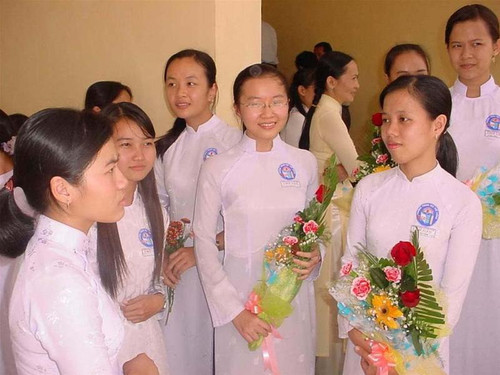 Học sinh trường THPT Chợ Gạo, Tiền Giang. Ảnh: Lý Thành Tâm