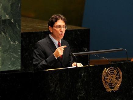 Ngoại trưởng Cuba Bruno Rodriguez Parrilla phát biểu tại Đại Hội đồng LHQ. Ảnh: THX