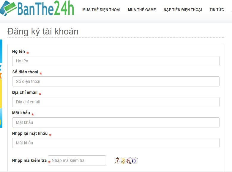 Banthe24h.vn chiết khấu cao khi mua thẻ điện thoại qua online Vietcombank