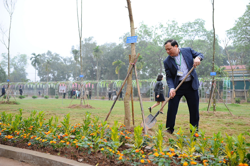 Thầy cô giáo Học viện Nông nghiệp góp sức trồng cây