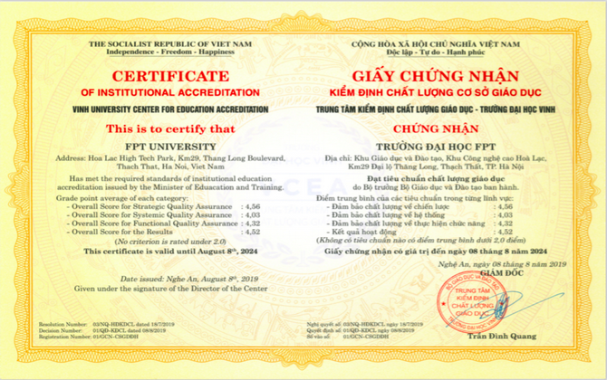Trường ĐH FPT thành trường thứ 5 đạt kiểm định chất lượng theo tiêu chuẩn mới