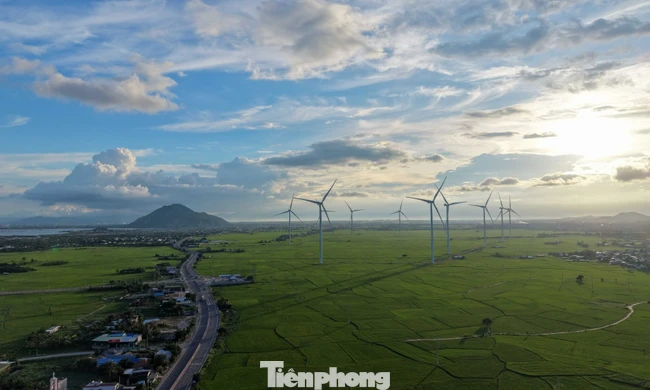 Đẹp lịm tim hoàng hôn ở cánh đồng điện gió 