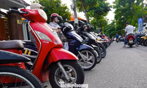 Phụ huynh xếp xe thẳng như căng chỉ trước trường học Đà Nẵng