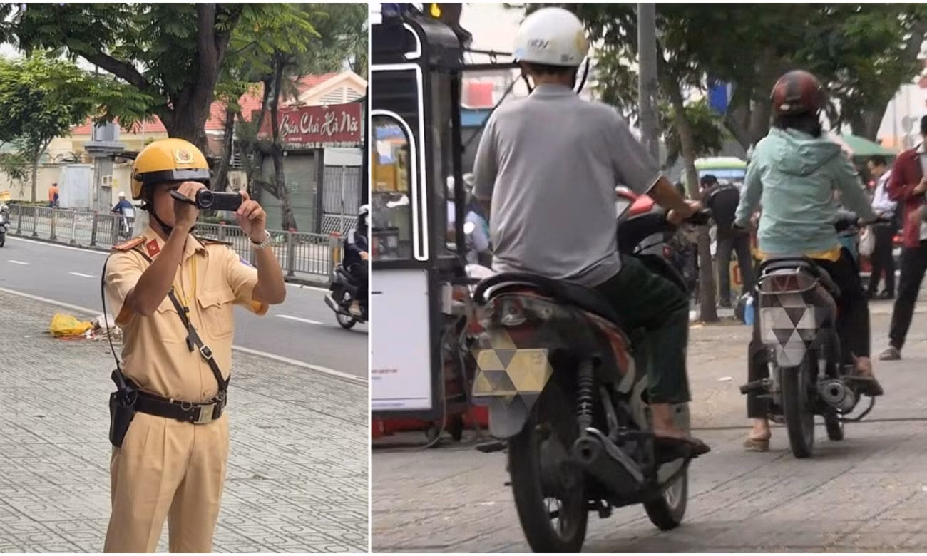Hàng trăm xe máy đi trên vỉa hè bị ghi hình xử phạt tại TPHCM