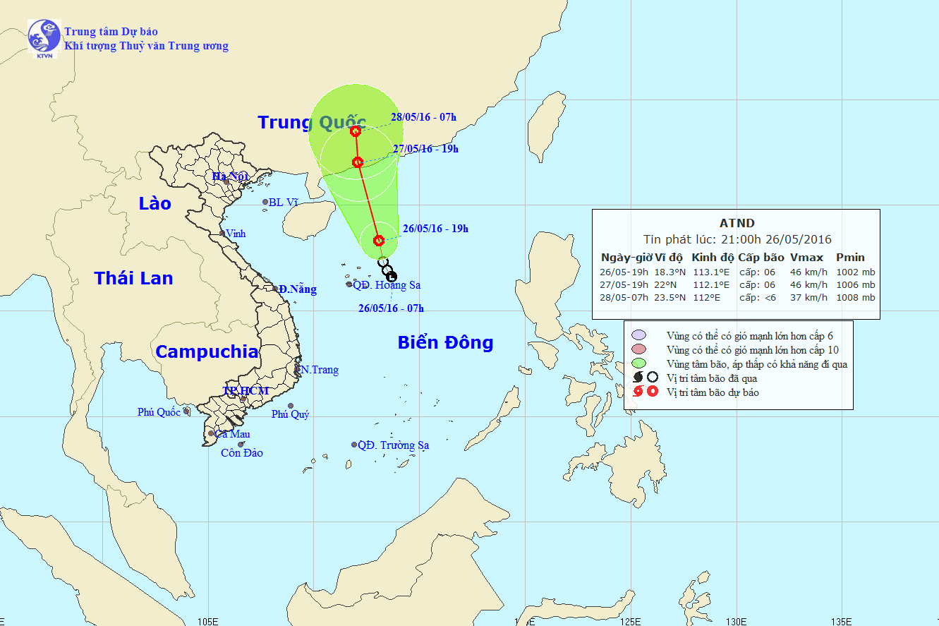 Ảnh Trung tâm Dự báo Khí tượng Thủy văn Trung ương.