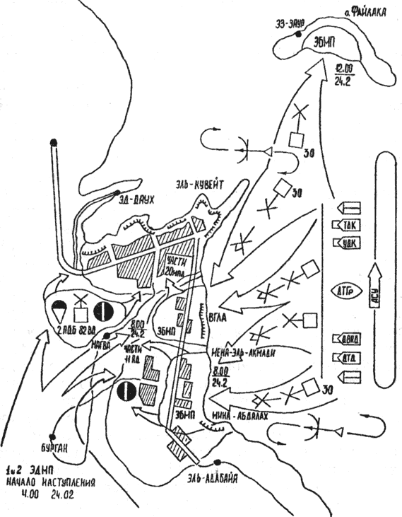 Sơ đồ tác chiến đổ bộ của lực lượng lính thủy đánh bộ Mỹ trong chiến dịch bão táp Sa mạc