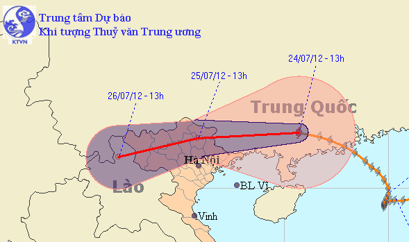 Dự kiến đường đi của bão số 4