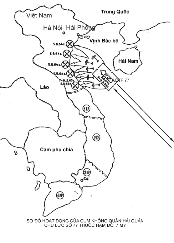 Sơ đồ cơ động tiếp cận Vịnh Bắc bộ của ACTF-77 