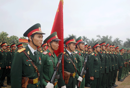 Cán bộ, chiến sĩ Trung đoàn 209 trong buổi Lễ ra quân huấn luyện