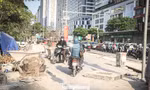 Dự án xén vỉa hè đường Lê Văn Lương, bụi trắng đường, giao thông ùn tắc