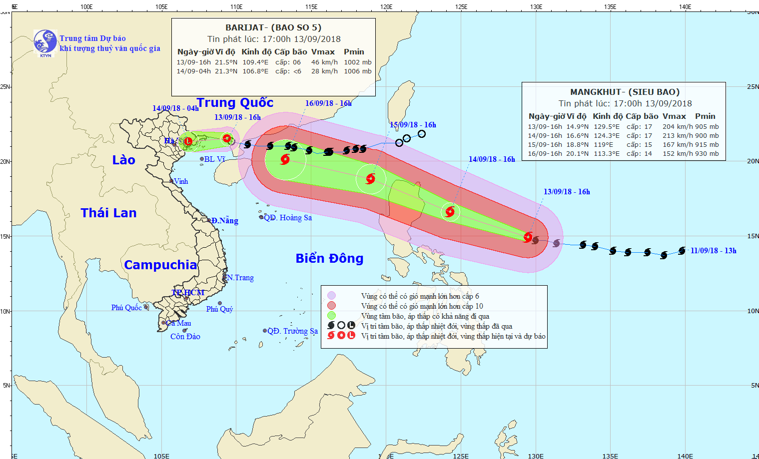 Đường đi của bão. Ảnh: nchmf