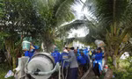Sinh viên tình nguyện Trường Đại học Công nghệ TPHCM làm đường nông thôn tại xã Tân Thạnh, tỉnh Đồng Tháp