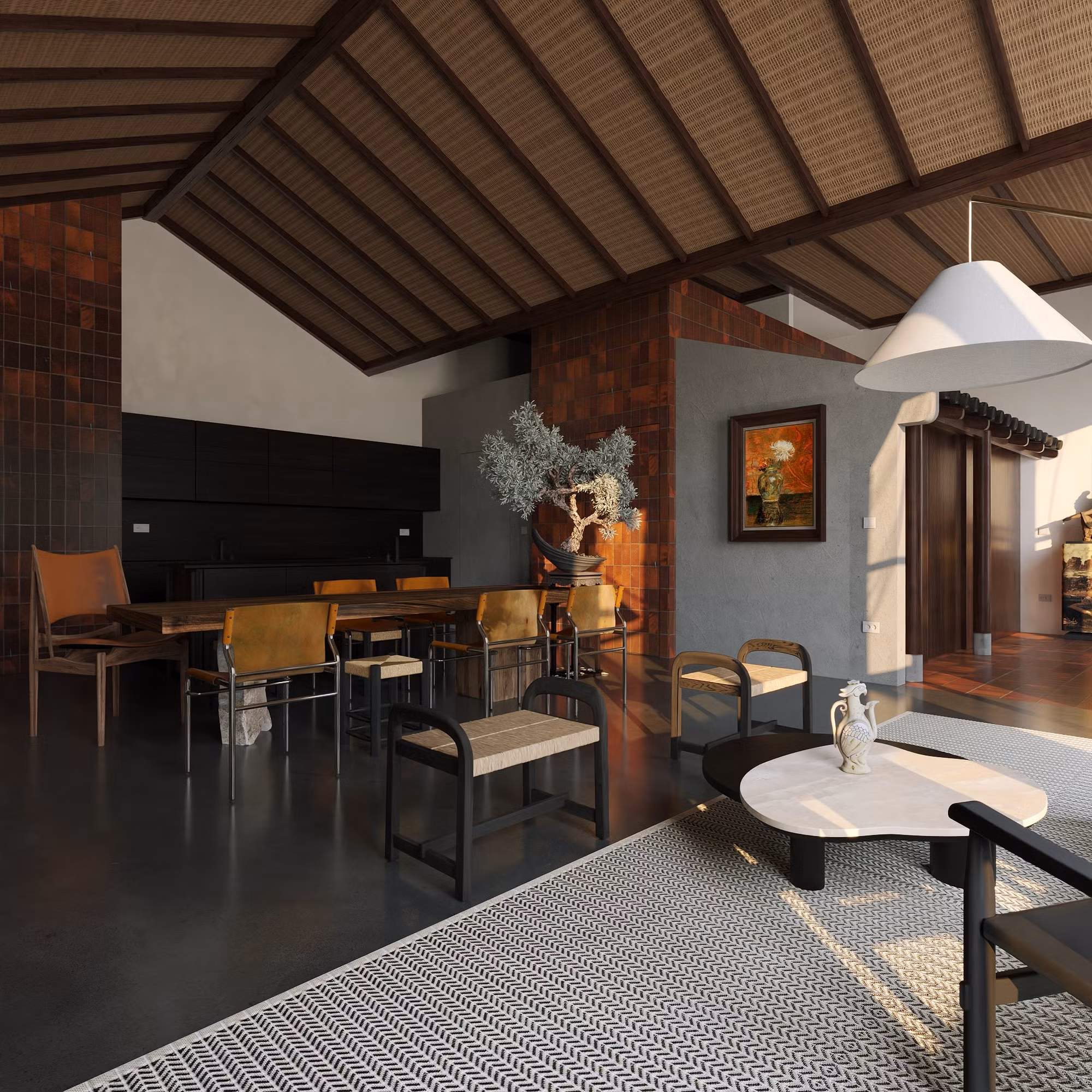 Căn penthouse 245m² kết hợp kiến trúc Á Đông với' thú chơi' nội thất thủ công