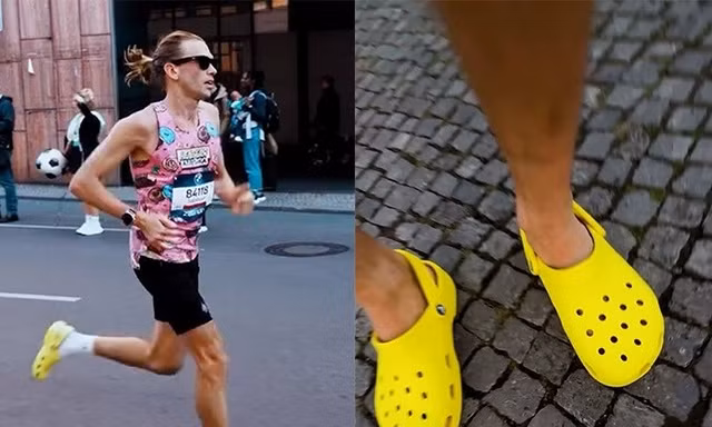 Phá kỷ lục 'Guinness' khi hoàn thành cự ly marathon bằng dép Crocs