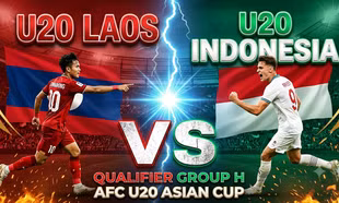 U20 Lào vs U20 Indonesia.