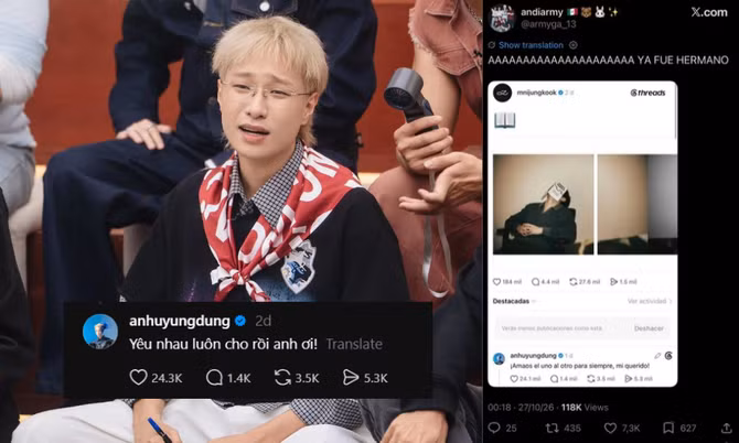 Hà An Huy bất ngờ viral quốc tế khi "chung thuyền" với fan "đu OTP" Jung Kook - V BTS