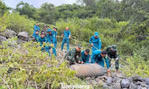 Đào móng làm nhà phát hiện quả bom nặng 350 kg còn nguyên kíp nổ