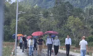 Nhiều người có mặt tại khu đất nền được rao bán là "dự án" ở xã Toàn lưu để xem, tham khảo.