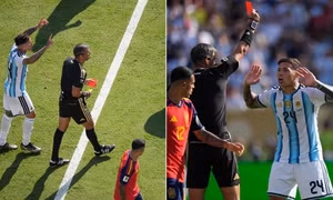 Trọng tài rút thẻ đỏ sau khi Enzo Fernandez nhận đủ hai thẻ vàng.
