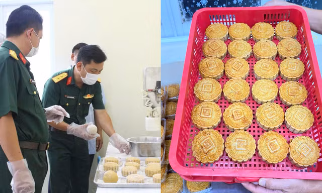 Lính trẻ vào bếp, làm hàng nghìn bánh Trung thu