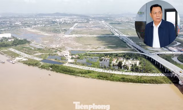 Bị can Tạ Viết Đông (ảnh nhỏ) và khu vực đê Tả sông Cấm, phường Thủy Nguyên (TP Hải Phòng).