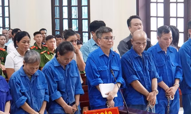 Bị cáo Trương Sỹ Toàn (đeo kính, giữa ảnh) - nguyên Tổng Giám đốc Công ty CP Đồ hộp Hạ Long lĩnh án.
