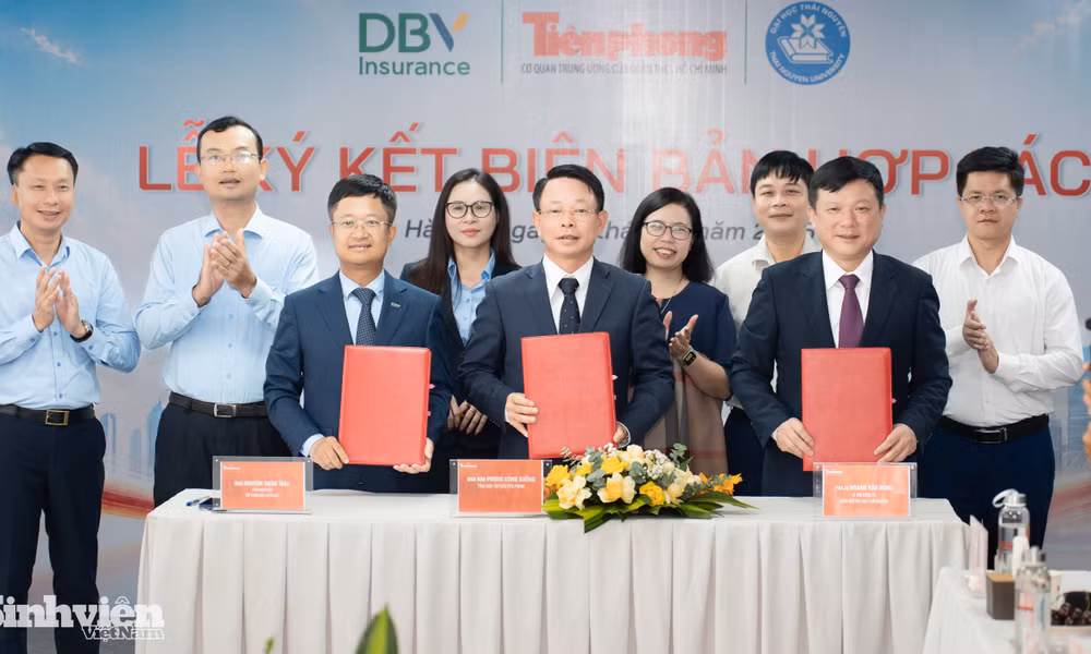 Báo Tiền Phong ký kết hợp tác cùng Đại học Thái Nguyên và Tập đoàn Bảo hiểm DBV