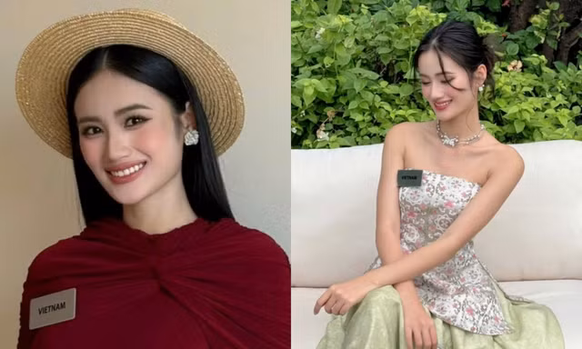 Miss World 2025: Ý Nhi mix đồ cực hợp cùng túi xinh do đại diện Thái Lan tặng