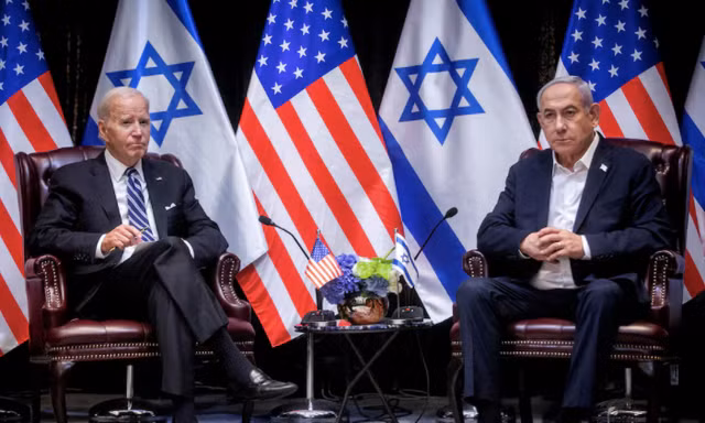 Tổng thống Mỹ Joe Biden trong cuộc gặp Thủ tướng Israel Benjamin Netanyahu tại Tel Aviv ngày 18/10/2023. (Ảnh: Reuters)