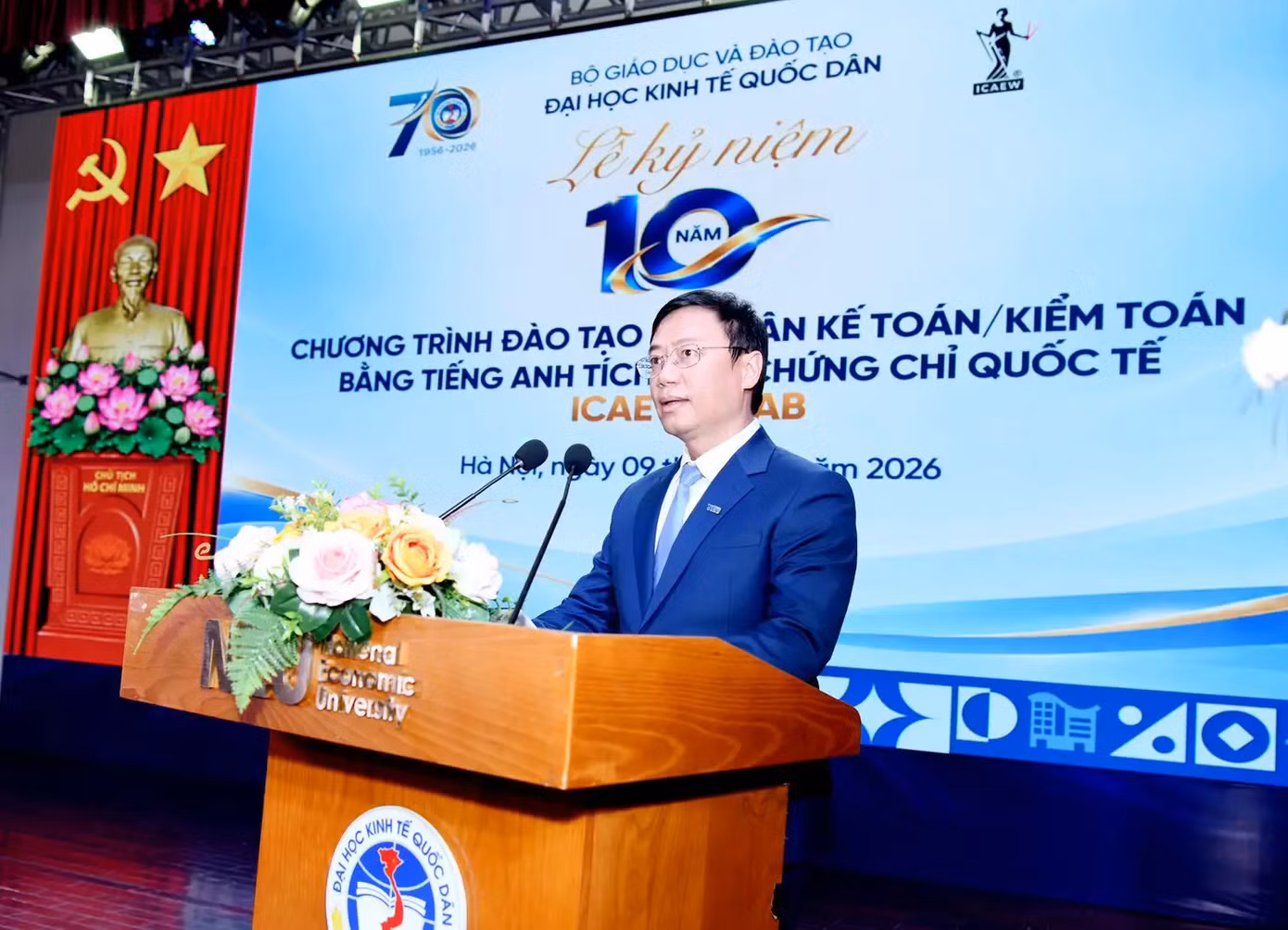 PGS.TS Bùi Đức Thọ - Bí thư Đảng ủy, Giám đốc Đại học Kinh tế Quốc dân phát biểu