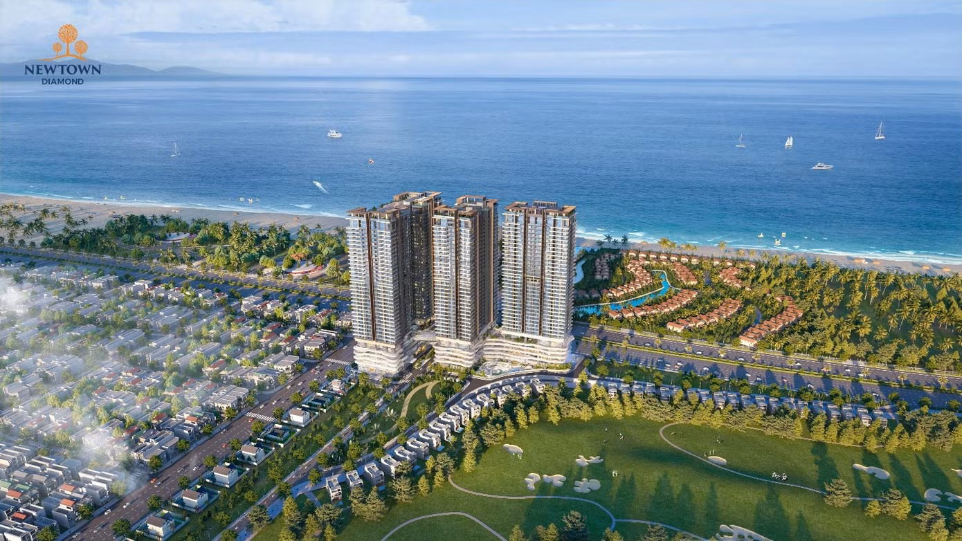 Phối cảnh tổng thể dự án Newtown Diamond bên trục ven biển phía Nam Đà Nẵng.