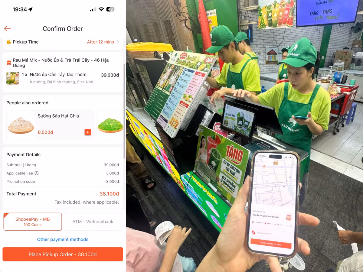 Tính năng “Đặt trước, lấy tại quán” giúp người dùng không phải chờ đợi lâu tại quán để có món ăn cho buổi tối.
