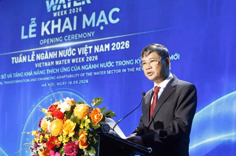 Ông Nguyễn Ngọc Điệp, Chủ tịch Hội Cấp thoát nước Việt Nam phát biểu.