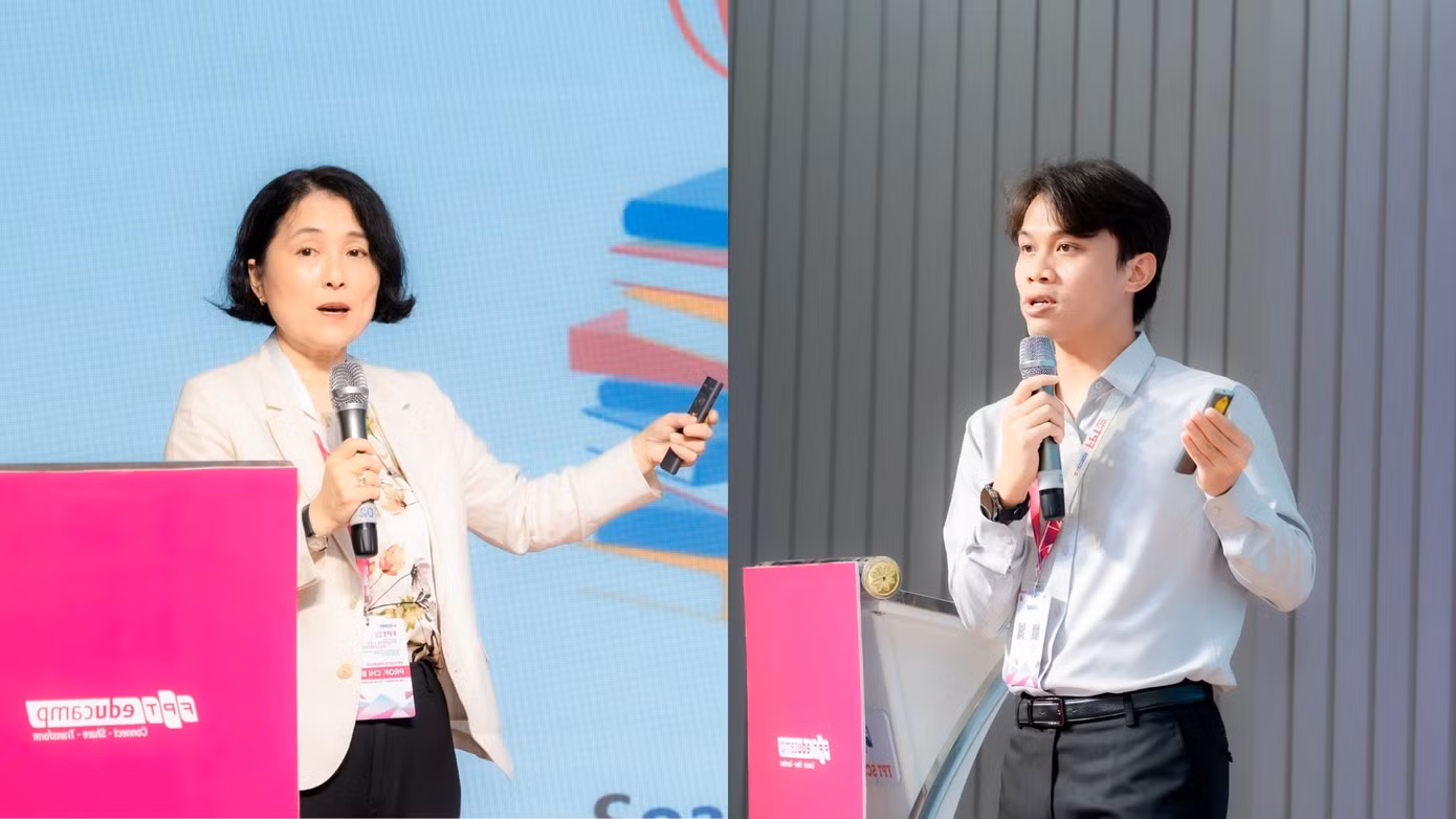 Hai diễn giả tại phiên toàn thể FPT Educamp 2026
