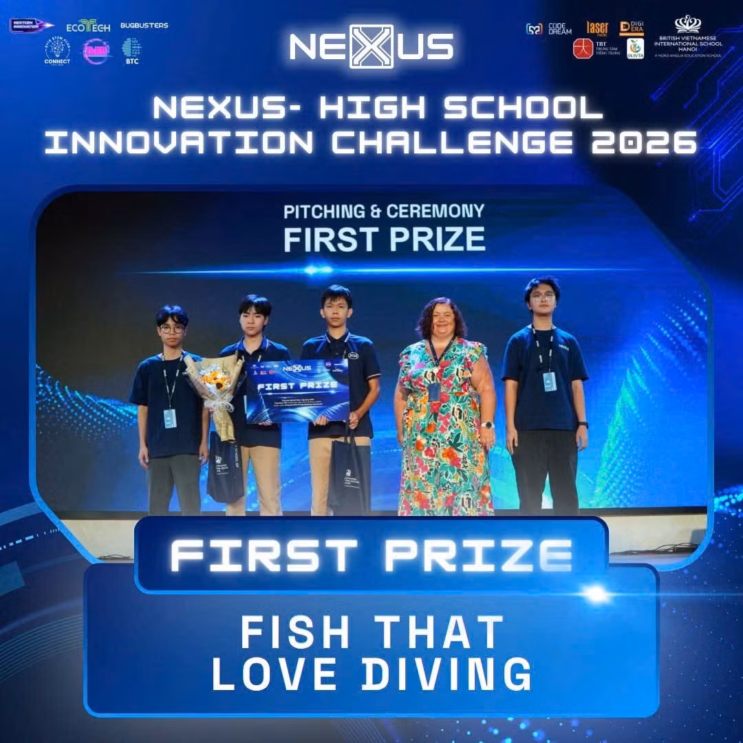 Dự án FUNDY đã giành giải Quán quân (First Prize) tại cuộc thi đổi mới sáng tạo học sinh THPT NEXUS – High School Innovation Challenge 2026 (N-HSIC 2026).